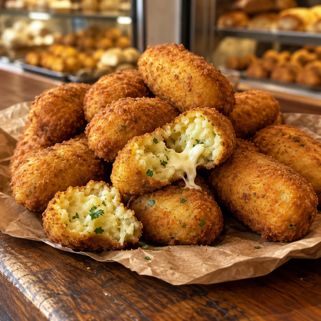 Crocchette di patate dorate della rosticceria di Panificio Falco